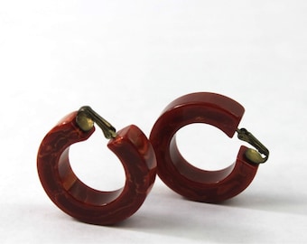 Vintage Bakelite Clip Earrings 1960s Mod Jewelry