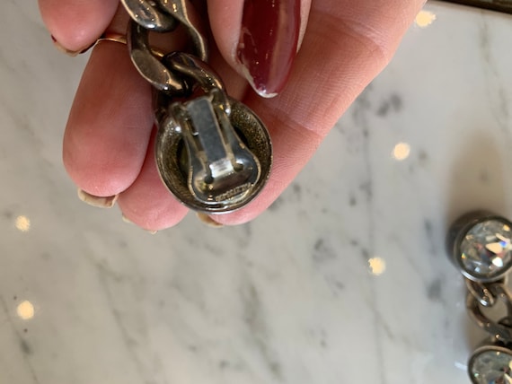 Headlight Rhinestone Couture Clip Dangle Earrings… - image 4