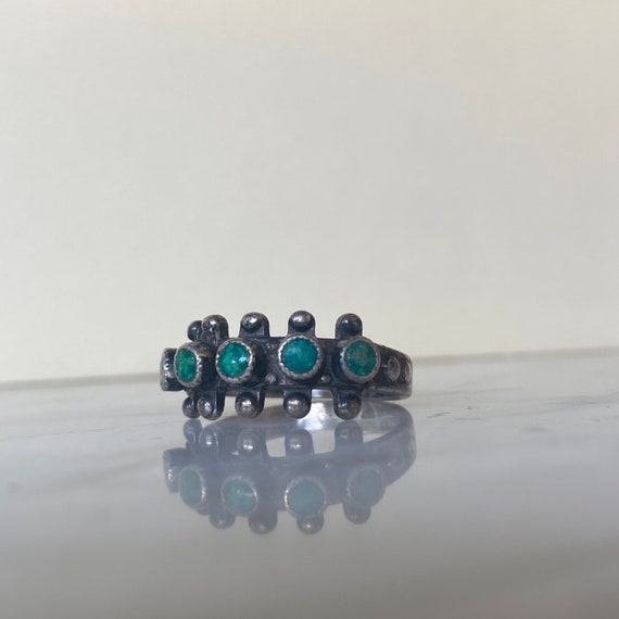 Native American Zuni Petit Point Turquoise Sterli… - image 5