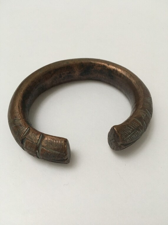 Antique Bronze Cuff Bracelet Incised - image 3