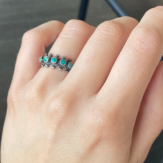 Native American Zuni Petit Point Turquoise Sterli… - image 8