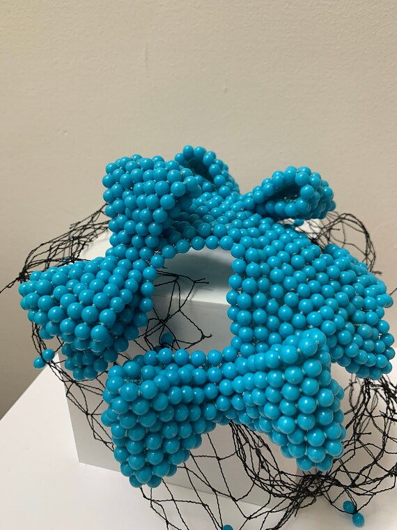 Bes Ben 1930s Millinery Beaded Teal Hat
