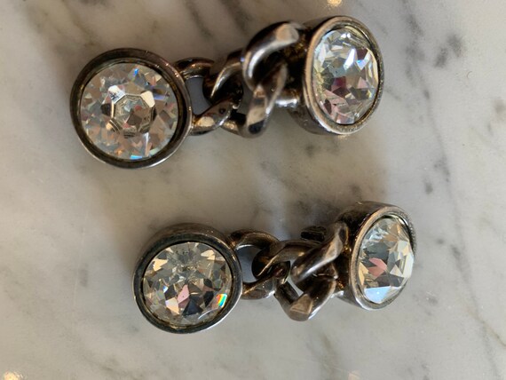 Headlight Rhinestone Couture Clip Dangle Earrings… - image 3