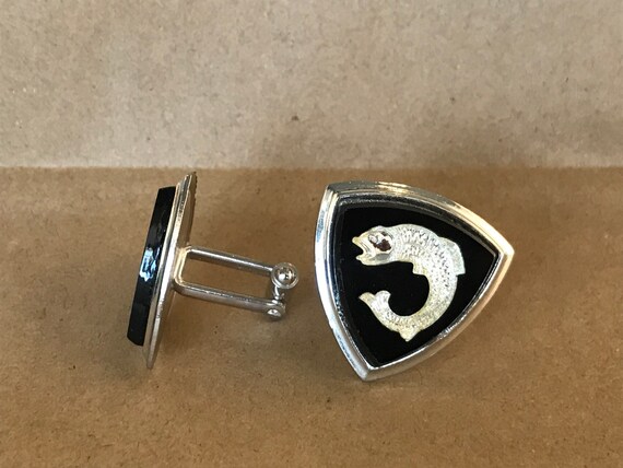 Glass Cufflinks with Figural Fish 1950s - image 3