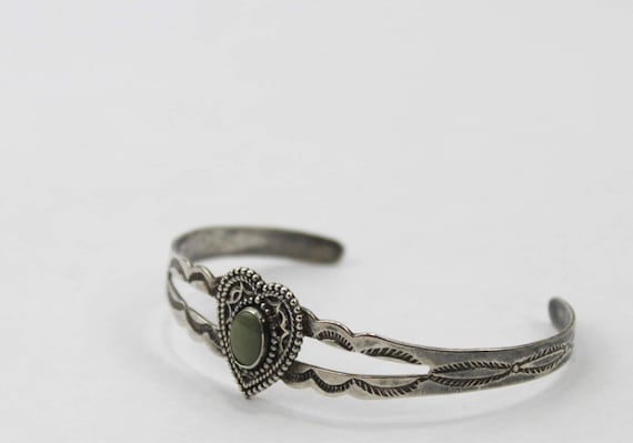 Vintage Silver Arrow Turquoise Cuff Bracelet Trad… - image 1