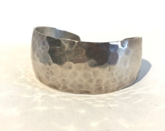 Vintage Hand Hammered Sterling Silver Cuff Bracelet
