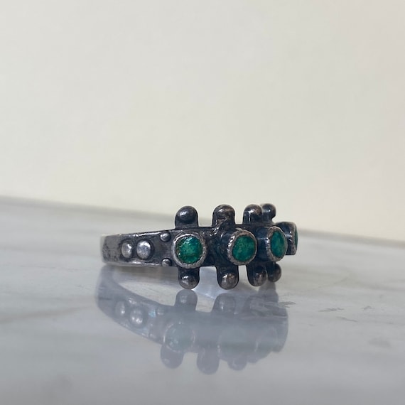 Native American Zuni Petit Point Turquoise Sterli… - image 1