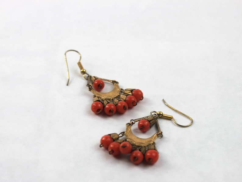 Etruscan Revival Haskell Style Art Deco Coral Earrings image 3