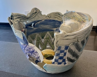 Postmoderne Keramikschale Mangello 88 Vintage Fine Art Ceramics
