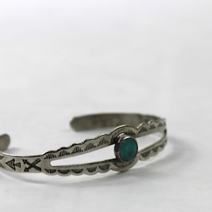 Fred Harvey Era Sterling Silver Cuff Bracelet  with Turquoise