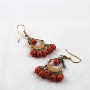 Etruscan Revival Haskell Style Art Deco Coral Earrings image 1