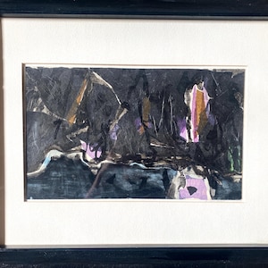 Raro dipinto ad acquerello di Molly Schiff, tecnica mista, anni '60, arte moderna di metà secolo