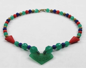 1930s Czech Glass Necklace Egyptian Revival