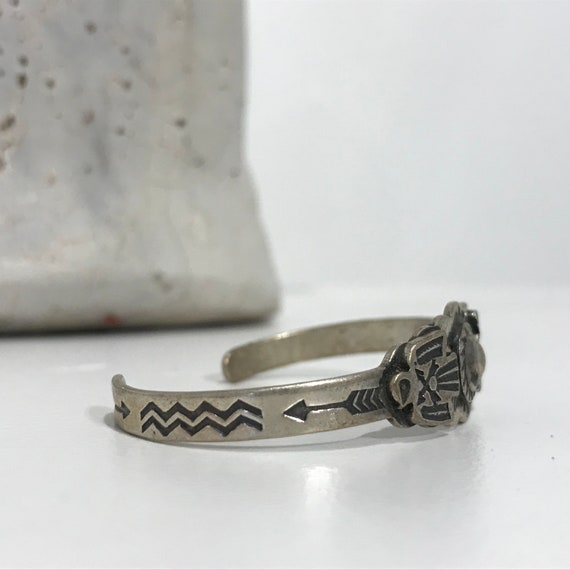 Antique Navajo Sterling Silver Child’s Cuff Brace… - image 2