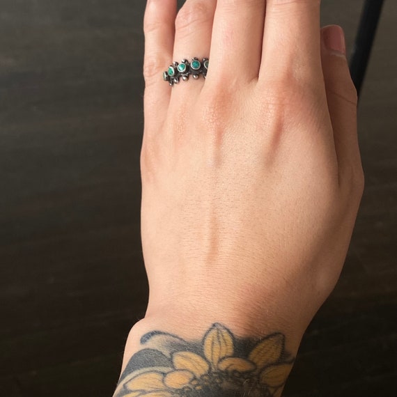 Native American Zuni Petit Point Turquoise Sterli… - image 6