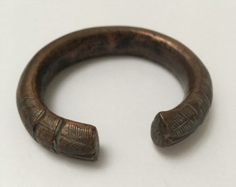 Antique Bronze Cuff Bracelet Incised