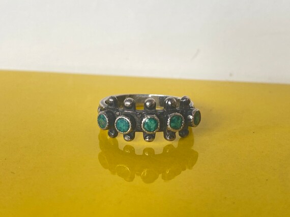 Native American Zuni Petit Point Turquoise Sterli… - image 3