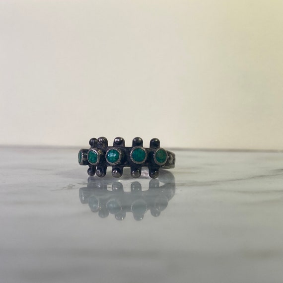 Native American Zuni Petit Point Turquoise Sterli… - image 4