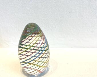 Vintage Latticino Briefbeschwerer aus italienischem Kunstglas
