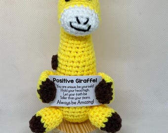 TOYMIS Positive Giraffe, Soft Knitted Crochet Giraffe With