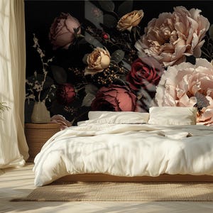 Chic Peony Flower Wallpaper | Large-Scale Floral Mural | Victorian Botanical Home Decor