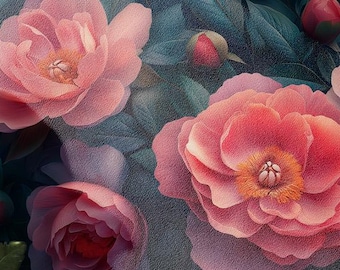 Dark Floral Peony Wallpaper | Peel & Stick, Traditional | Removable Renter-Friendly Wall Decor | Elegant Botanical Mural for Bedroom, Office