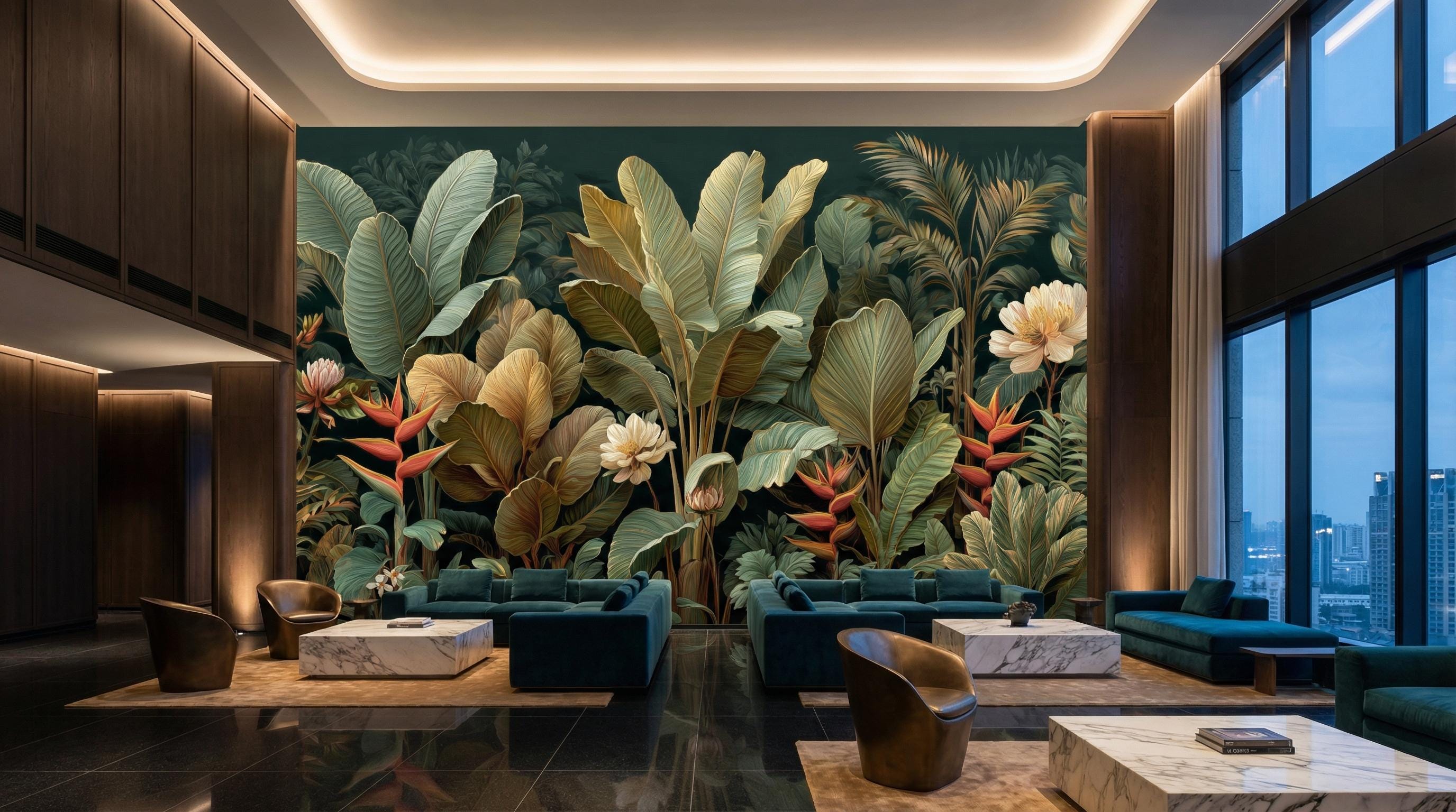 Dark Tropical Jungle Wallpaper Mural | Moody Botanical Peel and Stick ...