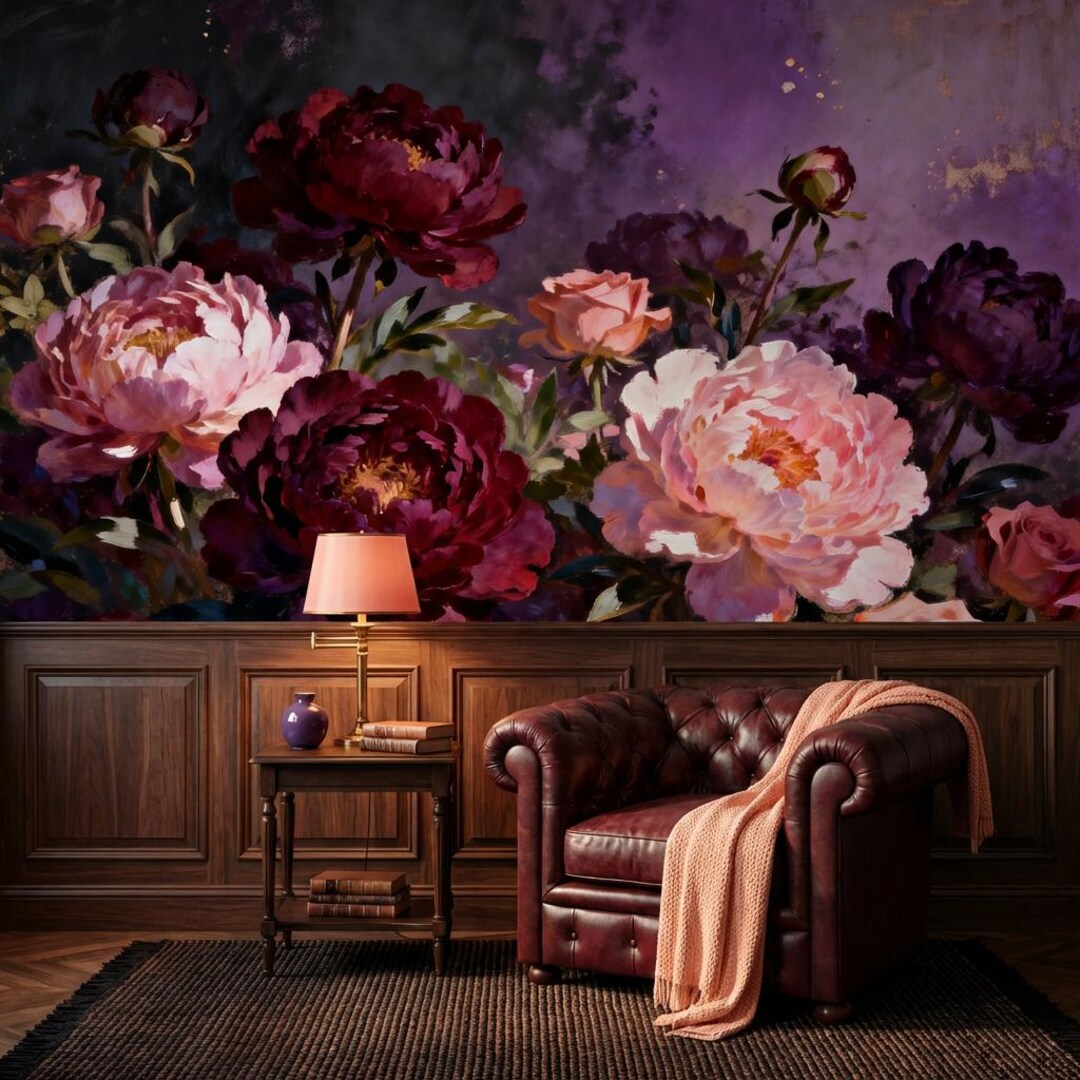 Moody Dutch Masters Peony Wallpaper Mural Luxury Romantic Bedroom Wall ...