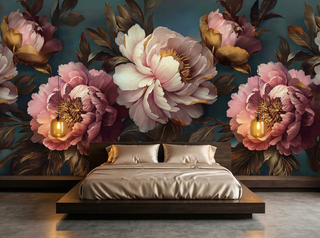 Luxury Purple Peony Wall Mural – Dramatic Violet Flower Wallpaper for ...