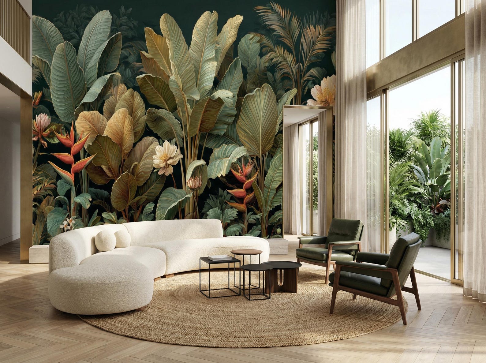Dark Tropical Jungle Wallpaper Mural | Moody Botanical Peel and Stick ...