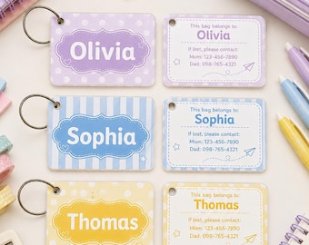 Personalized Acrylic Kids Name Bag Tag, Custom Name Bag Tag,Diaper Backpack Name Tag,Lunchbox Kids ID Tag, Back To School Tag Gift For Kids