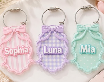 Personalized Bow Backpack Name Bag Tag, Back To School Gift, Kids Backpack Tag, Preschool Kindergarten Gift, Custom Acrylic Bag Tag