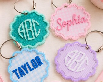 Glitter Keychain for Girls Bag Tag, Backpack Name Tags, Custom Acrylic Bag Tag, School Bag Name Tag, Sports Bag Tag, Back To School Gift