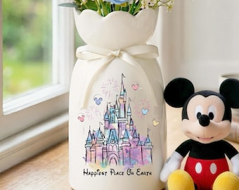 Happiest Place On Earth Vase, Mickey Balloon Art, Never Grow Up Vase, WDW Home Decor, Nursery Decor, WDW Flower Vase