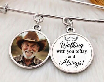Personalized Graduation Lapel Pin With Photo Charms, Walking With You Today Grad Gift, Graduation Day Memorial, Graduation Gift Lapel Pin