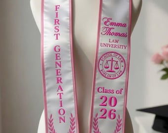 Embroidery Custom Graduation Stole, First Generation Graduation Stole, Personalized College Graduate Stole, Class Of 2026 Grad Sash