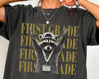 Personalized Racoon Grade Teacher Shirt, Funny Teacher Team Shirts, Back to School Tee, First Second Third Fourth Fifth Grade Teacher