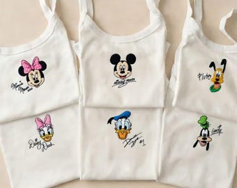 Disney Mickey and Friend Embroidery Women's Ribbed Tank Top, Disneyworld Y2K, WDW Trip, Disney Girly Tee, Disney Girls Trip Outfit