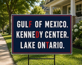FDT Lake Ontario Kennedy Center Yard Sign, Funny Protest Yard Sign, Anti-Tr*mp Pro-Democracy Activism Gift, Subtle FDT Yard Sign