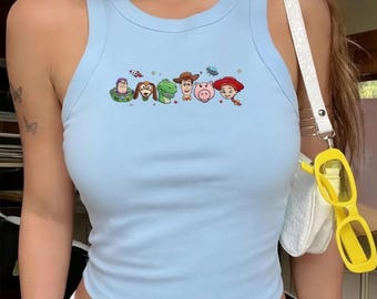 Disney Toy Story Embroidered Tank Top Baby Tee, Disneyland Hollywood Studios Outfit, Toy Story Family Vacation Gift Embroidered Tee
