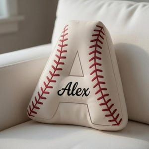 Personalized Baseball Letter Name Pillow, Sport Mom Gift, Coach Thank You Gift, Initial Pillow with Name, Baseball Gift For Kid Cushion