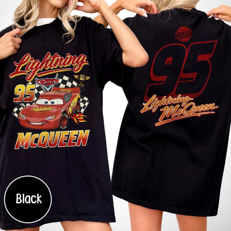 Camiseta retro de Rayo McQueen, camiseta de Disney Cars, camiseta de Disney Pixar Cars, camiseta de Disney Cars Family Vacation 2026, camiseta de Rayo McQueen 95 imagen 5