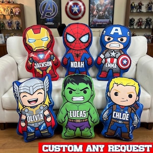 Custom Marvel Avengers Pillow Decor, Avengers Cushion, Superhero Room Decor, Gift for Avengers Fans, Superhero Avenger