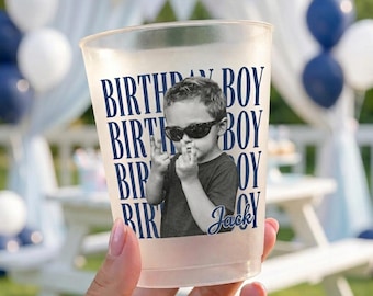 Personalized Birthday Boy Photo Frosted Cup, Birthday Party Plastic Cup, Birthday Decor, Party Supplies, Birthday Party, Home Decor
