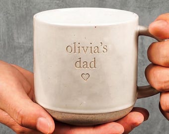 Engraved Dad Gift Pottery Mug, New Dad Father's Day Keepsake,  Gifts For Daddy, Engraved Text Pottery Mug