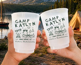 Camp Bachelorette Frosted Cup, Bachelorette Camping Drink Cup, Camp Themed Bridal Party Favors Cup,  Location Bridesmaid Gifts Cup