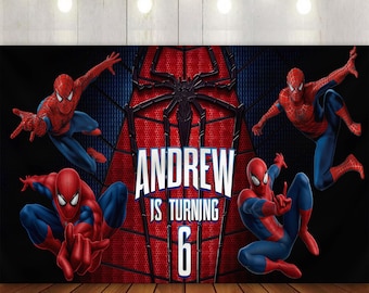 Personalize Spiderman Birthday Backdrop, Spiderman Birthday Party, Spiderman Party Banner, Superhero Marvel Spiderman Party Gift