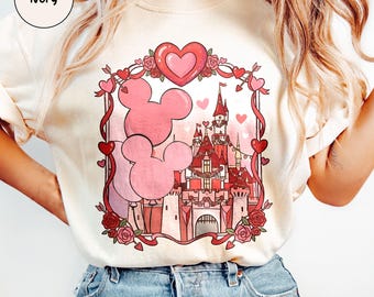 Disneyland Magic Kingdom Love Shirt, Disney Balloon Valentine Shirt, Disney Castle Valentine Tee, Happy Valentine Day 2026, Disneyworld Love