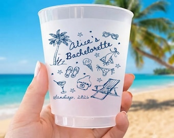 Personalize Beach Bachelorette Cups Bach Party Decor, Custom Frosted Cup for Bridal Party, Bach Beach Party Cup, Custom Frosted Cup