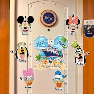 Personalized Mickey And Friends Disney Cruise Magnet, Custom Summer Cruise Trip 2025, Disney Wish Family Trip Cruise Ship Stateroom Door